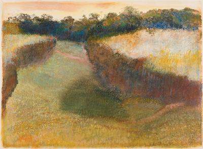 photograph “« Wheatfield and line of trees » (1890), Edgar Degas (1834-1917)” par David Farreny — www.farreny.net — France, Edgar Degas, peinture, painting, tableau, 1890, paysage, landscape, campagne, countryside, champ, field, blé, wheat, arbres, trees