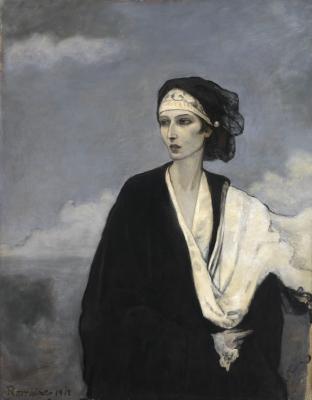 photograph “« Ida Rubinstein » (1917), Romaine Brooks (1874-1970)” par David Farreny — www.farreny.net — États-Unis, United States of America, U.S.A., É.-U., tableau, painting, peinture, Romaine Brooks, XXe siècle, 20th century, portrait, Ida Rubinstein, brune, brunette, nuages, clouds, gris, grey, gray, Smithsonian American Art Museum